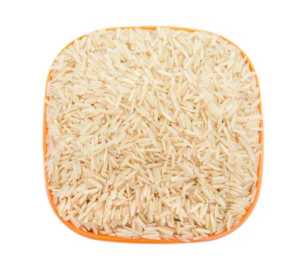 Arroz Castanho Fresco Saudável Isolado Fundo Branco — Fotografia de Stock