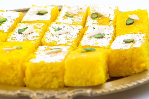 Indian Popular Sweet Food Khopara Pak Coconut Burfi Складено Кокосового — стокове фото