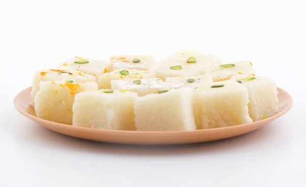 Beliebte Indische Süßspeise Khopara Pak Oder Coconut Burfi Aus Kokosnuss — Stockfoto