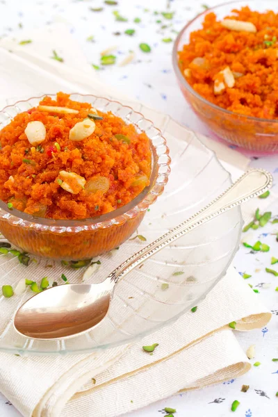 印度受欢迎的甜食红萝卜 Indian Popular Sweet Food Carrot Halwa 也被称为Gajar Halwa Carrot — 图库照片