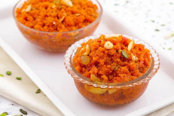 Indian Popular Sweet Food Carrot Halwa Also Know Gajar Halwa — Stock Photo, Image