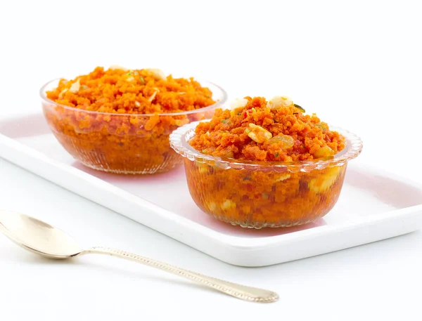 印度受欢迎的甜食红萝卜 Indian Popular Sweet Food Carrot Halwa 也被称为Gajar Halwa Carrot — 图库照片