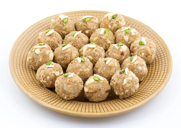 Indian Traditional Sweet Food Urad Dal Laddu Also Know Laddoo — Stock Photo, Image