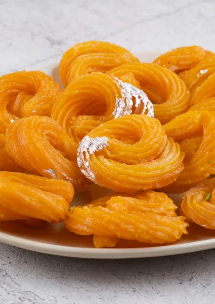 Paneer Jalebi 又名Chhena Jalebi Chhena Jilapi或Zulbia是印度甜食 — 图库照片