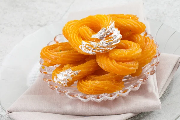 Paneer Jalebi Also Know Chhena Jalebi Chhena Jilapi Zulbia Indian — Stock Photo, Image