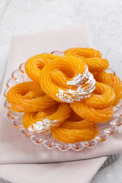 stock image Paneer Jalebi, also Know as Chhena Jalebi, Chhena Jilapi or Zulbia is a Indian Sweet Food