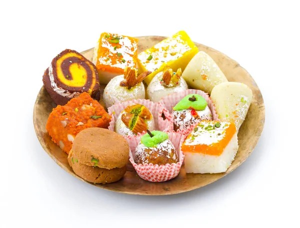 Indian Traditional Mix Sweet Food Oder Mix Mithai Beinhalten Peda — Stockfoto