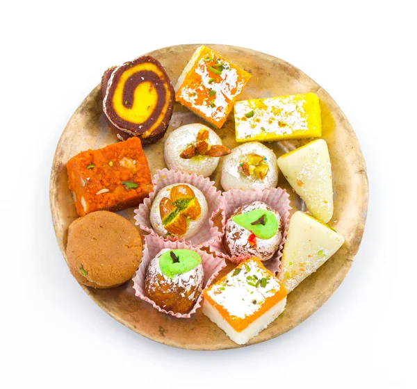 Indian Traditional Mix Sweet Food Oder Mix Mithai Beinhalten Peda — Stockfoto