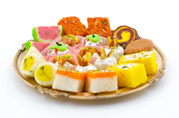 Indian Traditional Mix Sweet Food Mix Mithai Incluem Peda Mawa — Fotografia de Stock