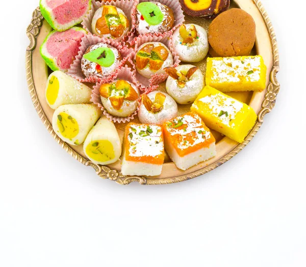 India Mezcla Tradicional Alimentos Dulces Mezcla Mithai Incluyen Peda Mawa —  Fotos de Stock