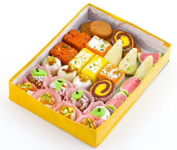 Indian Traditional Mix Sweet Food Oder Mix Mithai Beinhalten Peda — Stockfoto