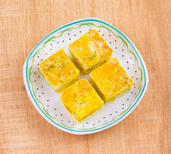 Paneer Burfi Paneer Kesar Burfi Traditional Indian Mithai Sweet Dish — Stock Photo, Image