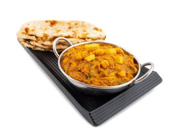 Kuzey Hindistan Sağlıklı Mutfak Chole Paneer ya da Chole Paneer Körisi Tandoori Roti ile servis edilir, Haşlanmış Peynir ve Baharatlı Nohuttan yapılır