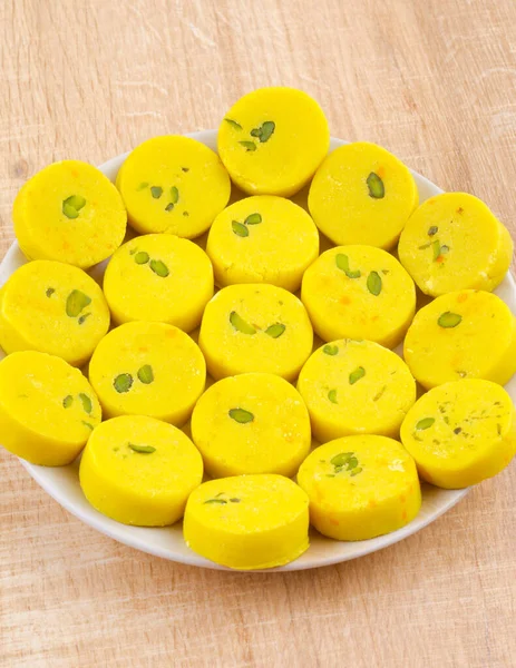 Nourriture Sucrée Indienne Kesar Peda Aussi Connu Sous Nom Kesar — Photo