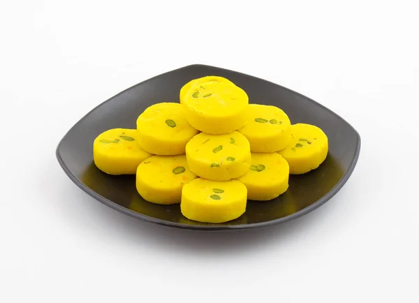 Indian Sweet Food Kesar Peda Also Know as Kesar Mawa Peda, Saffron Sweet, Saffron Peda, Pedha, Pera or Peday is a Saffron Flavoured Soft, Dense Sweet That is Specially Made During Festivals