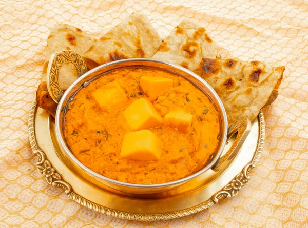 Indian Delicious Spicy Vegetarian Cuisine Paneer Toofani Also Know as Paneer Tufani, Toofani Paneer Masala or Dhaba Style Paneer Masala Served with Tandoori Roti