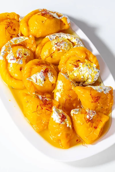 Indické Diwali Sweet Food Chandrakala Sladkou Samosa Vyroben Maida Pro — Stock fotografie