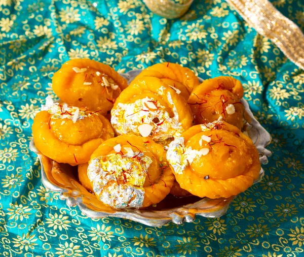 Indian Diwali Sweet Food Chandrakala Made Maida Outer Covering Khoya — Stock Photo, Image