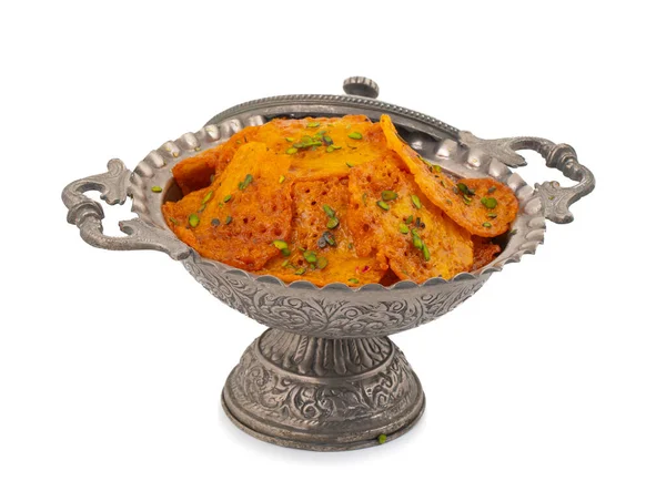 Традиційна Індійська Солодка Їжа Malpua Або Amalu Ізольована Білому Тлі — стокове фото