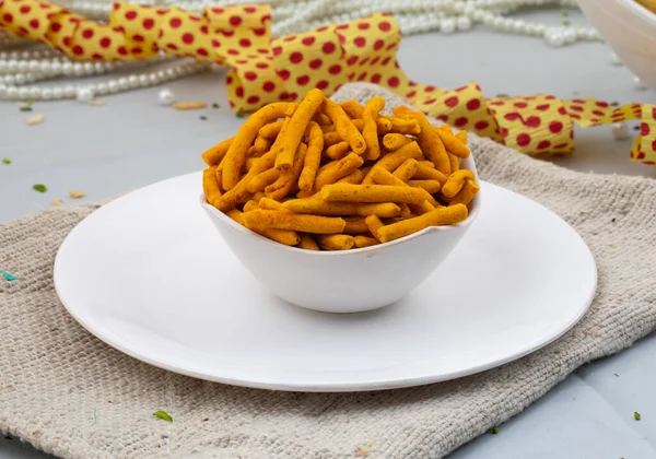 Indian Spicy Sev Namkeen Jest Popularny Gujarati Snack — Zdjęcie stockowe