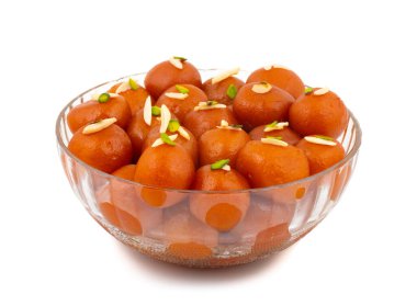 Hint Popüler Tatlısı Gulab Jamun olarak da bilinir. Beyaz Arkaplanda kala Jamun veya Kalajam olarak da bilinir.