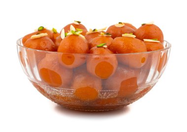 Hint Popüler Tatlısı Gulab Jamun olarak da bilinir. Beyaz Arkaplanda kala Jamun veya Kalajam olarak da bilinir.