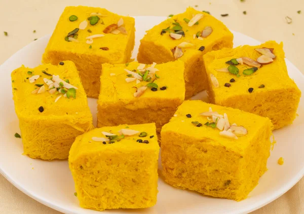 India Especial Alimentos Dulces Tradicionales Soan Papdi También Conocido Como —  Fotos de Stock