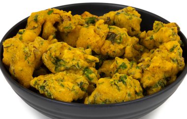 Hint Favori Sokak Kızarmış Yemekleri Pakora Pakoda, Bhajiya, Rava Bhaji, Kanda Bhaji, Pyaz Pakoda, Kızarmış Biber, Kızarmış Soğan Pakora olarak da bilinir.