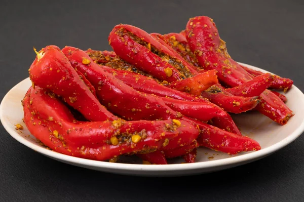 Indian Homemade Red Chilli Pickle Also Know Mirchi Achar Loncha — Stock Photo, Image