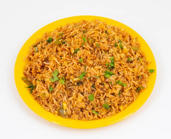 프라이드 라이스 Vegetarian Fried Rice 또는푸 Pulav 디쉬이며 옥이나 프라이팬에 — 스톡 사진