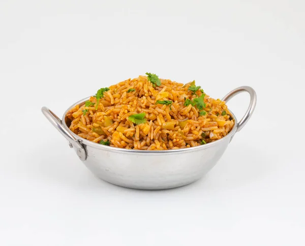Vegetarian Fried Rice Pulav Dish Cooked Rice Has Been Stir — Stock Photo, Image