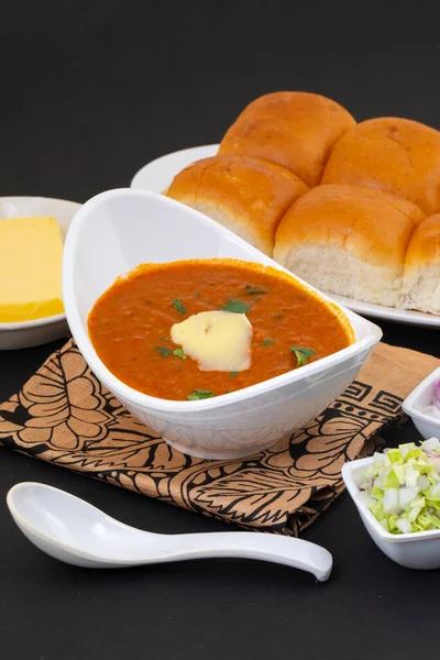 Pav Bhaji Indisk Traditionell Populär Street Fast Food Tjocka Och — Stockfoto