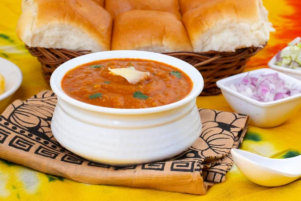 Pav Bhaji Indisk Traditionell Populär Street Fast Food Tjocka Och — Stockfoto