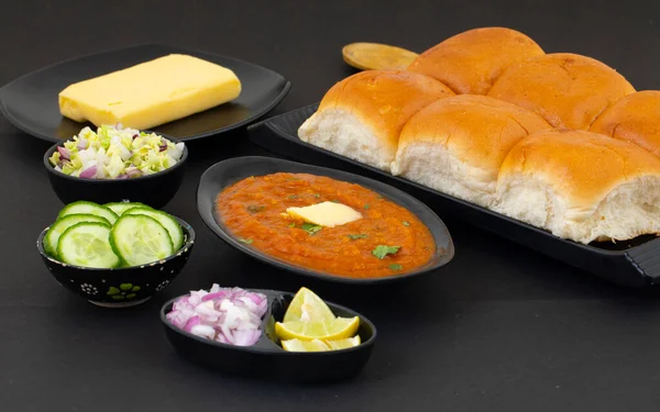 Pav Bhaji Indisk Traditionell Populär Street Fast Food Tjocka Och — Stockfoto