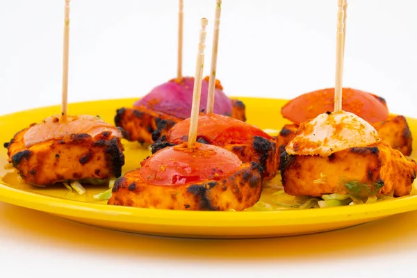 Indian Starter Dish Paneer Tikka Kabab Barbecue Paneer Tikka Kabab — Stock Photo, Image
