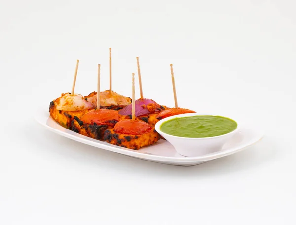 Indian Starter Dish Paneer Tikka Kabab Barbecue Paneer Tikka Kabab — Stock Photo, Image