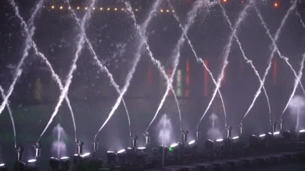 Fountain Bitan Asma Köprü Taipei Tayvan Düşen Ağır Çekim Shot — Stok video