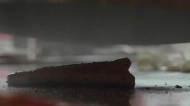 熟練の鉄板焼シェフ Cookingking 魚のスローモーション撮影 — ストック動画