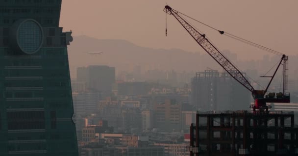 Avião Aterrissando Aeroporto Taipei Songshan — Vídeo de Stock