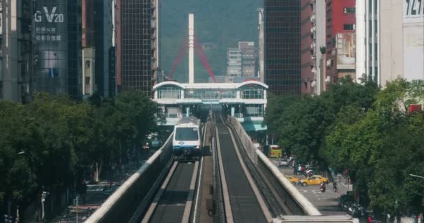 Februar 2018 Metro Taipei Braune Linie Fahren Durch Taipei Innenstadt — Stockvideo