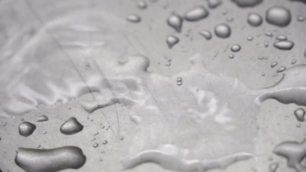 Water Dripping Stainless Steel Kitchen Sink Closeup Slow Motion High — Stock Video