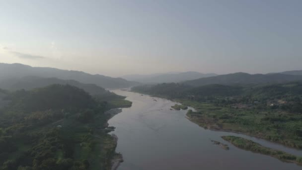 Légi Felvétel Mekong Folyón Chiang Khong Chiang Rai Tartományban Észak — Stock videók