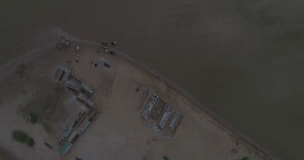 Luchtfoto Van Plantage Mekong Rivier Tussen Chiang Khong Een Klein — Stockvideo