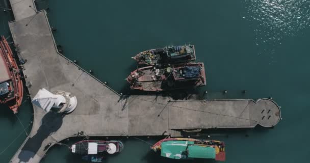 Січня 2018 Пташиного Польоту Ловлячий Рибу Човен Пристані Банг Бао — стокове відео