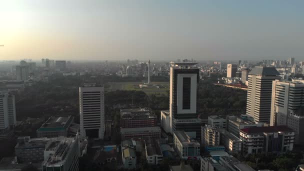 Luchtfoto Van Monumen Nasional Jakarta Indonesië — Stockvideo