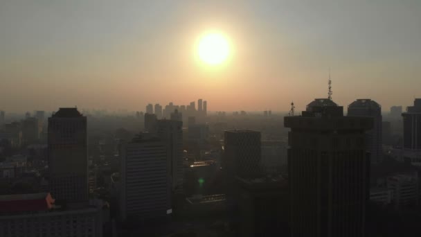 Letecký Pohled Znečištění Ovzduší Jakarta Indonésie — Stock video