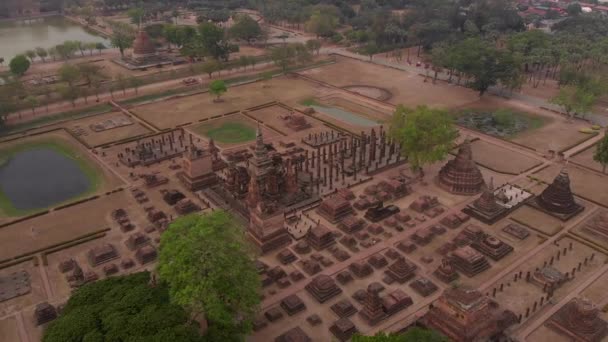 Widok Lotu Ptaka Parku Historycznego Sukhothai Filmik Stockowy