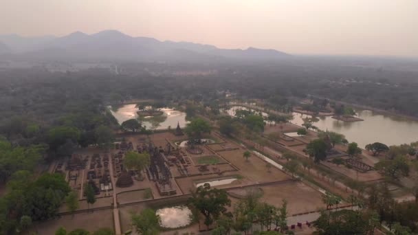 Vista Aérea Del Parque Histórico Sukhothai — Vídeos de Stock