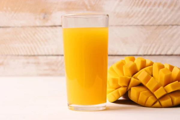 Mangosap Een Glas Mangofruit — Stockfoto