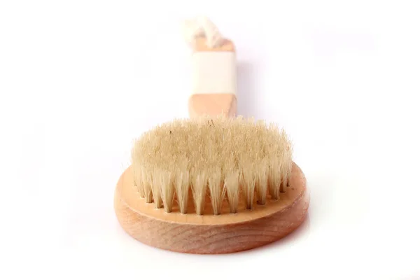 Brosse Pour Massage Sec Sur Fond Blanc Isolé — Photo